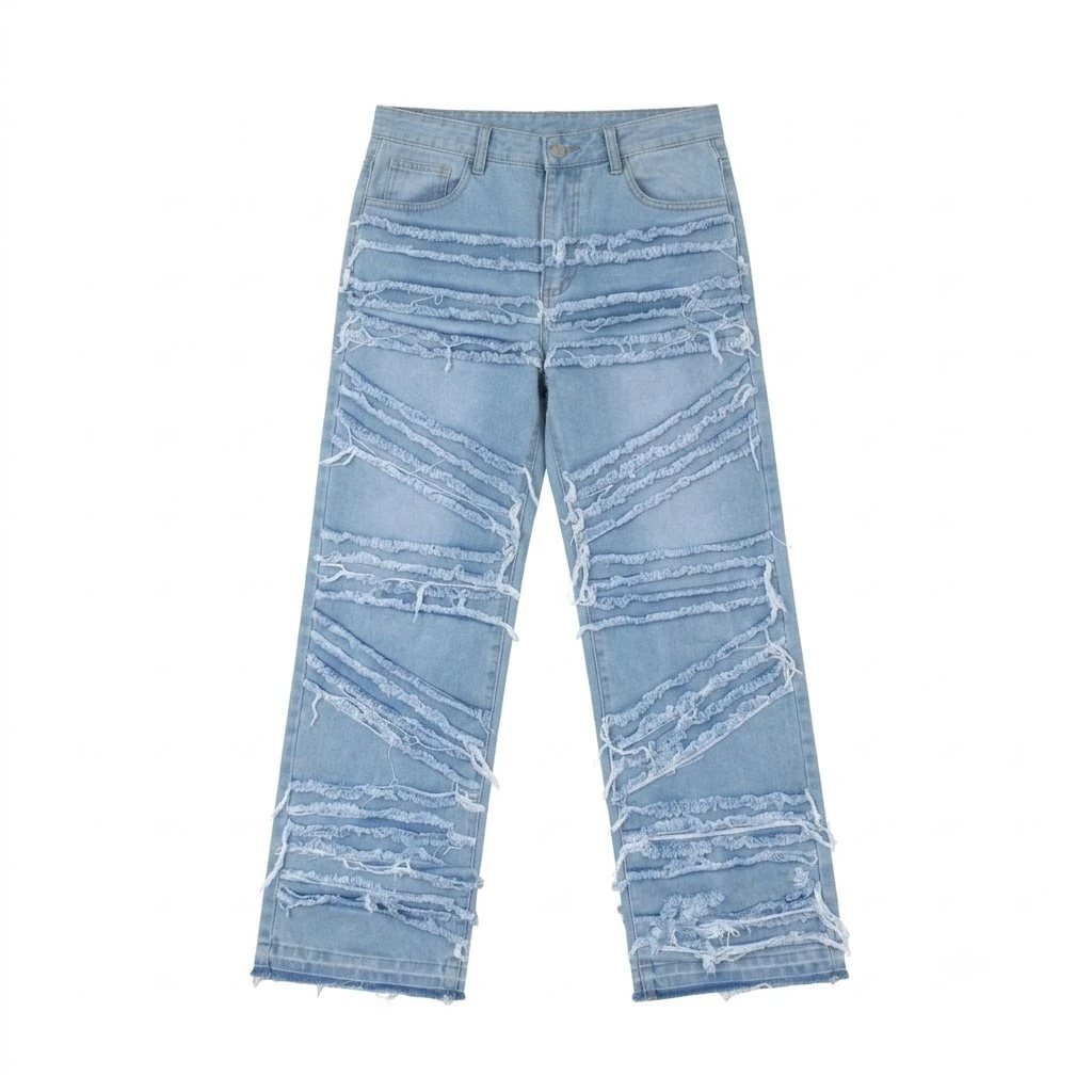 Jeans Desgastado (38, Celeste)